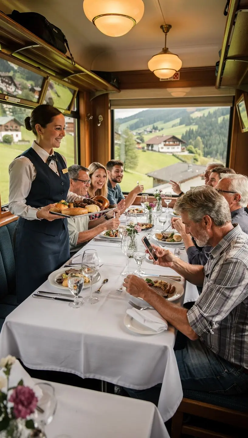 Innenansicht eines komfortablen Regionalzuges mit großen Fenstern und Sitzplätzen, ideal für landschaftliche Zugreisen.